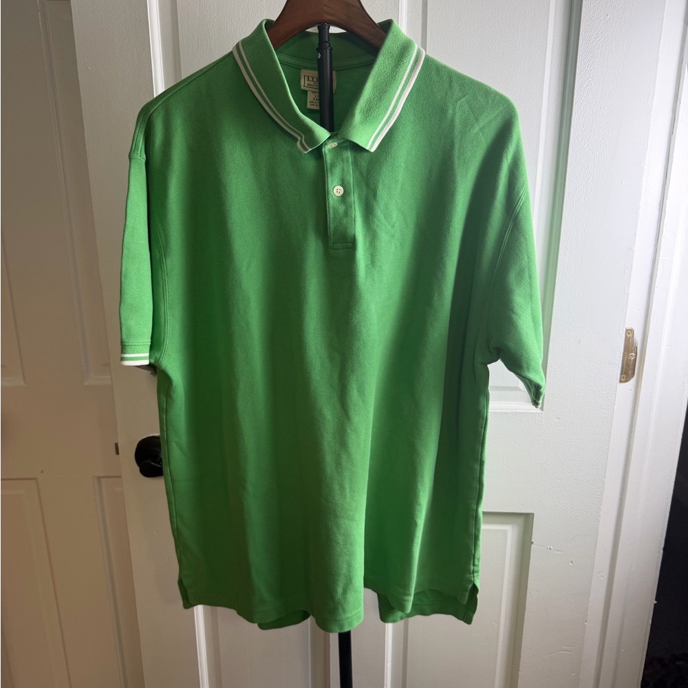 Vintage LL Bean Green Polo Shirt Men's Large Preppy